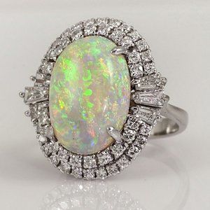 ✨ 925 Silver Plated Shiny Super Large Oval Gemstone Ring for Women, VIP038